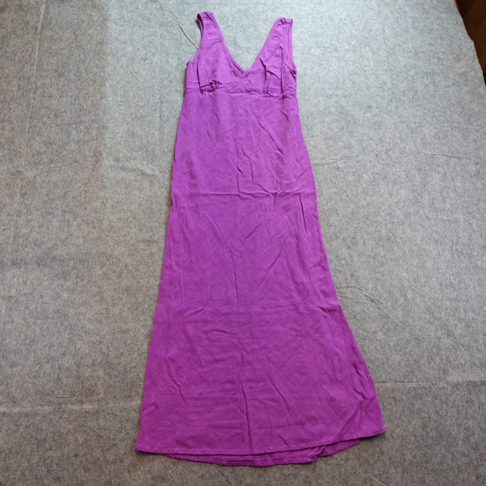 Rachel Pally Dress Women Extra Small Purple Caro Linen VNeck Midi Boysenberry